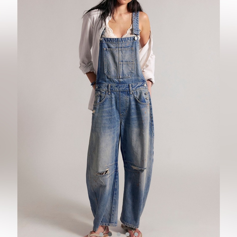 NWT Free People barrel leg overalls size XS